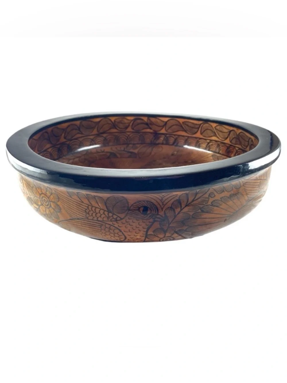Lacquerware Bowl Signed Agustina Martinez Ixtapa Zihuatanejo 12”